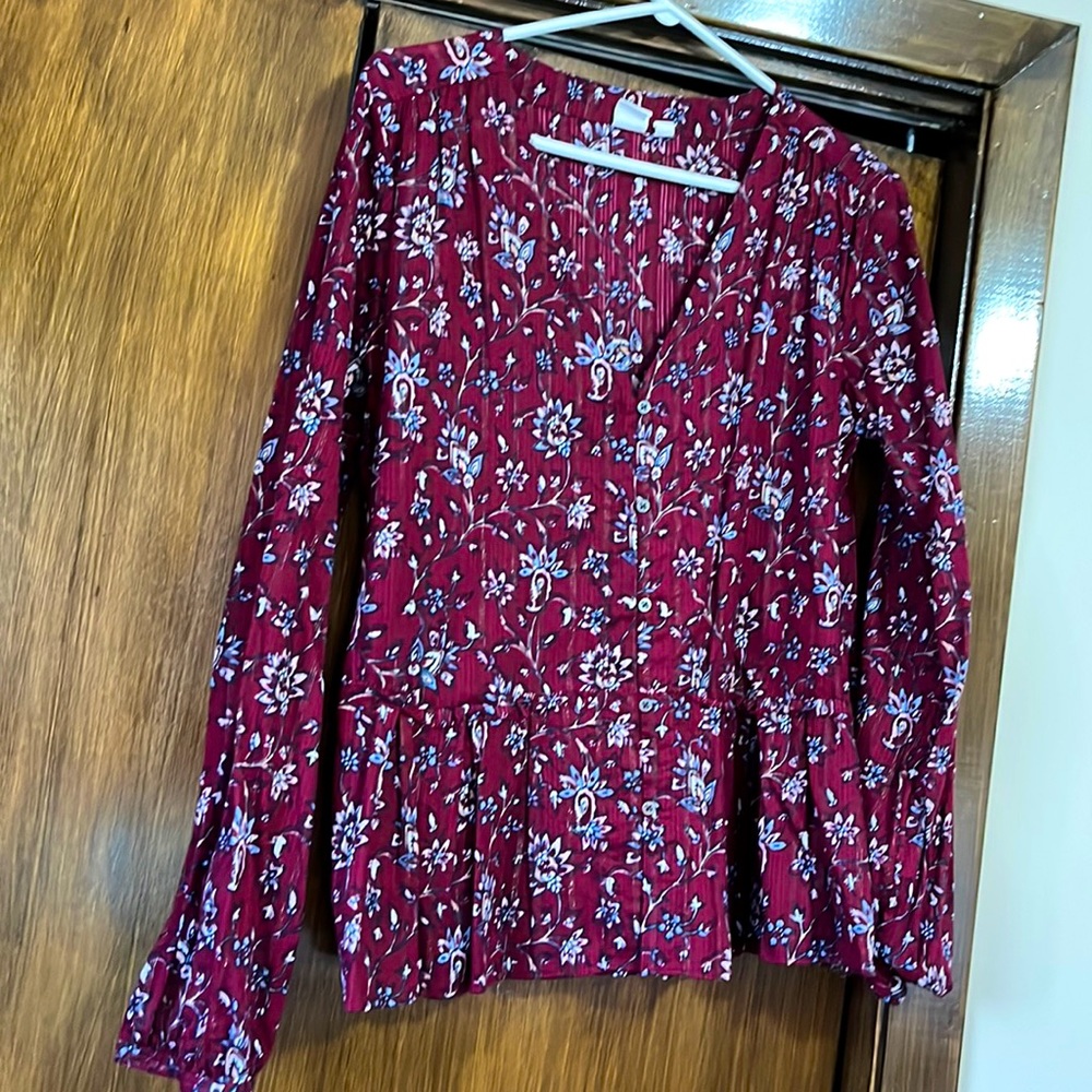 Gap Cotton floral blouse with subtle metallic threading